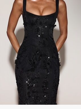 knee length dresses for ladies Baila Structured Tulip Mini Dress in Black